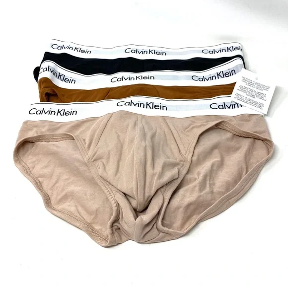 Calvin Klein Men Underwear 3Pack Hip Brief Rose Natural Cotton Stretch NB2613946 - Picture 2 of 7